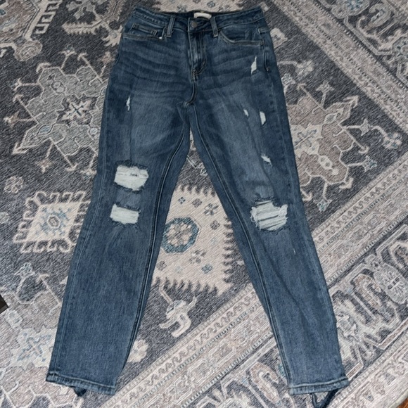 Altar’d State Rayla Mom Jeans - Distressed, Med-Washed Blue - Picture 1 of 4